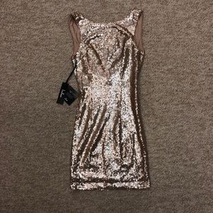 Lulu's Sleeveless Gold Sequin Mini Dress